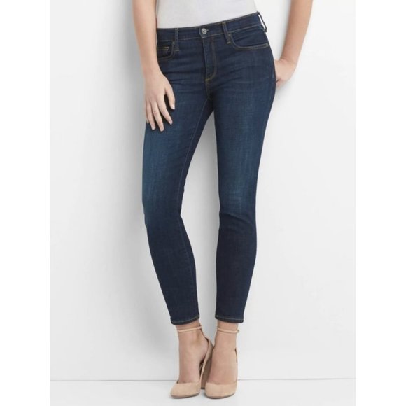 Gap Jeans True Skinny Ankle Mid Rise Classic Dark Wash 28 - Picture 1 of 14